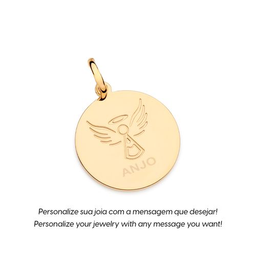 MEDALHA ANJO PERSONALIZÁVEL BANHADA A OURO 18K