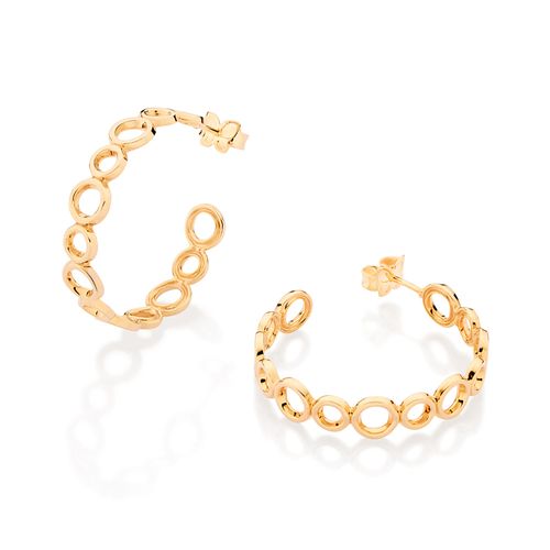 BRINCO MEIA ARGOLA CÍRCULOS BANHADO A OURO 18K