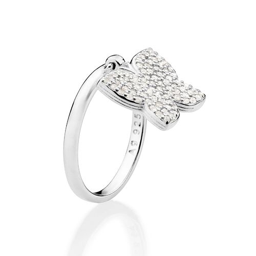 ANEL SKINNY COM BORBOLETA DE PRATA 925 COM ZIRCÔNIAS