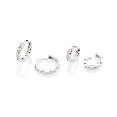 KIT BRINCO ARGOLAS DE PRATA 925 COM ZIRCÔNIAS
