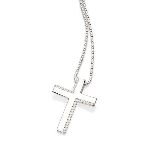 PINGENTE CRUZ DE PRATA 925 COM ZIRCÔNIAS