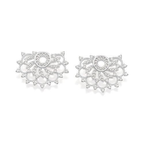 BRINCO MEIA FLOR DE LÓTUS DE PRATA 925 COM ZIRCÔNIAS