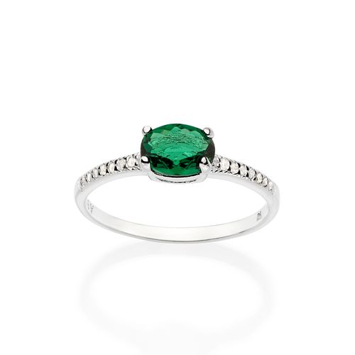 ANEL SOLITÁRIO DE PRATA 925 COM ZIRCÔNIAS E CRISTAL