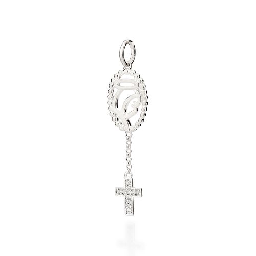 PINGENTE NOSSA SENHORA DE FÁTIMA DE PRATA 925 COM ZIRCÔNIAS