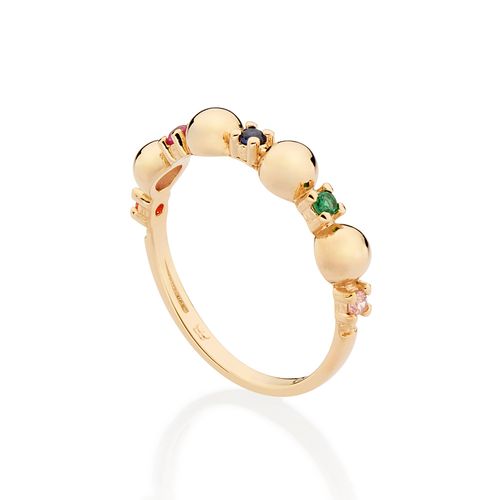 ANEL SKINNY BANHADO A OURO 18K COM ZIRCÔNIAS COLORIDAS