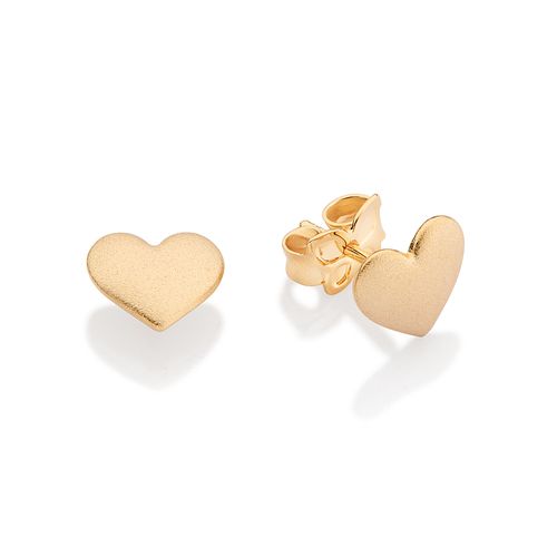 BRINCO CORAÇÃO ACETINADO BANHADO A OURO 18K