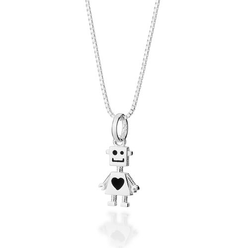 PINGENTE ROBÔ DE PRATA MACIÇA 925 COM RESINA