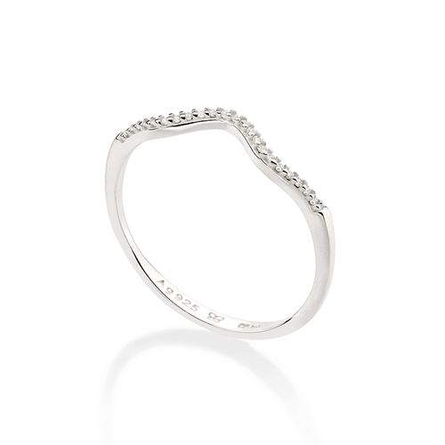 ANEL SKINNY ONDULADO DE PRATA 925 COM ZIRCÔNIAS