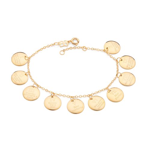 PULSEIRA 10 MANDAMENTOS BANHADO A OURO 18K