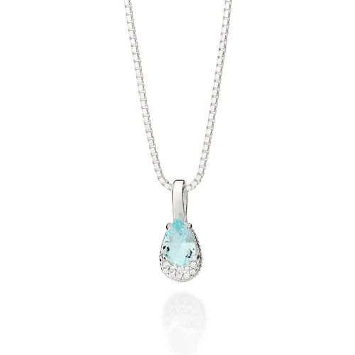PINGENTE GOTA DE PRATA 925 COM ZIRCÔNIA E CRISTAL