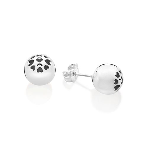 BRINCO BOLA COM CORAÇÕES DE PRATA 925