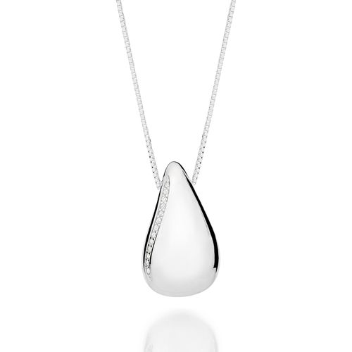 GARGANTILHA COM PINGENTE GOTA BOJUDA DE PRATA MACIÇA 925