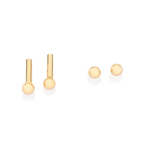 KIT BRINCO PALITO BANHADO A OURO 18K COM ESFERAS