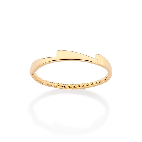 ANEL SKINNY ARO TORCIDO E DETALHE ASSIMÉTRICO  BANHADO A ORO 18K