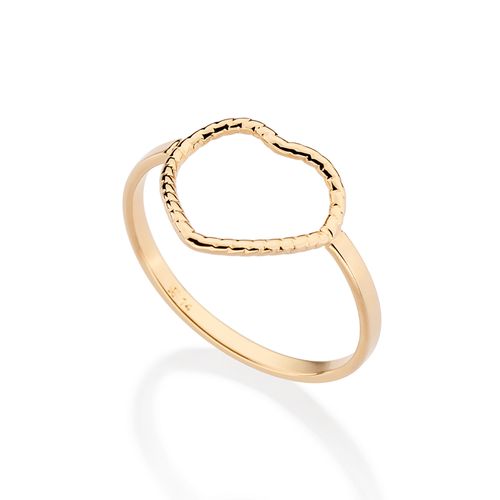ANEL SKINNY CORAÇÃO VAZADO BANHADO A OURO 18K