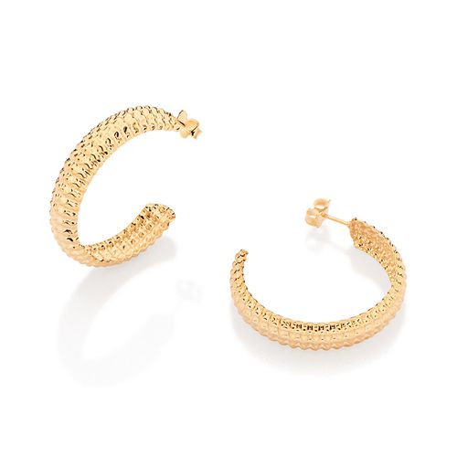 BRINCO MEIA ARGOLA TEXTURIZADO BANHADO A OURO 18K