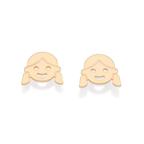 BRINCO ROSTO MENINA BANHADO A OURO 18K