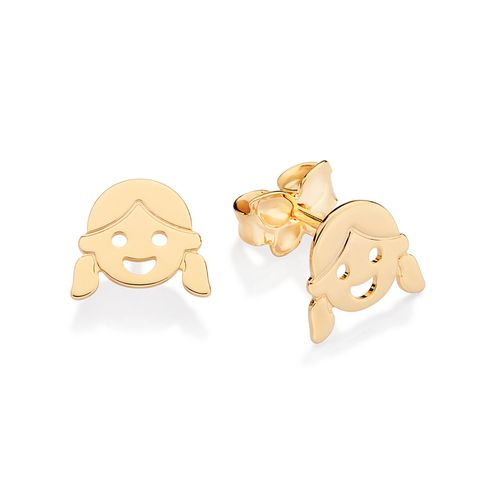 BRINCO ROSTO MENINA BANHADO A OURO 18K