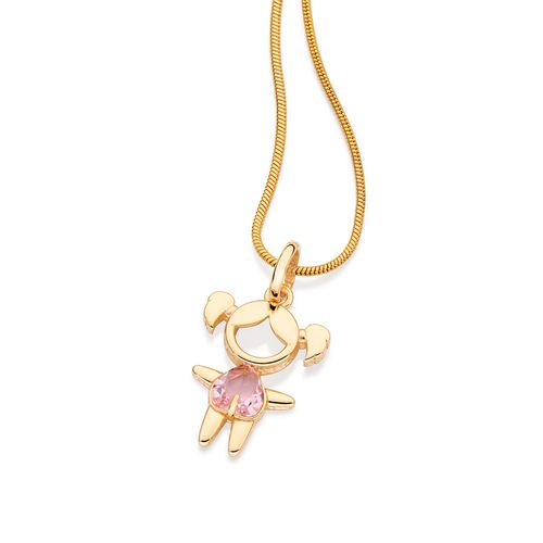 PINGENTE MENINA BANHADO A OURO 18K COM CRISTAL
