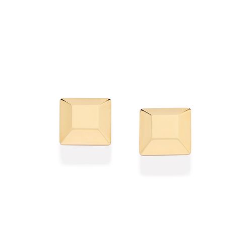 BRINCO QUADRADO FACETADO BANHADO A OURO 18K