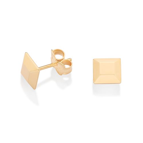 BRINCO QUADRADO FACETADO BANHADO A OURO 18K