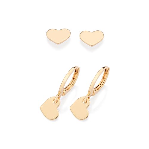 KIT BRINCO CORAÇÃO BANHADO A OURO 18K