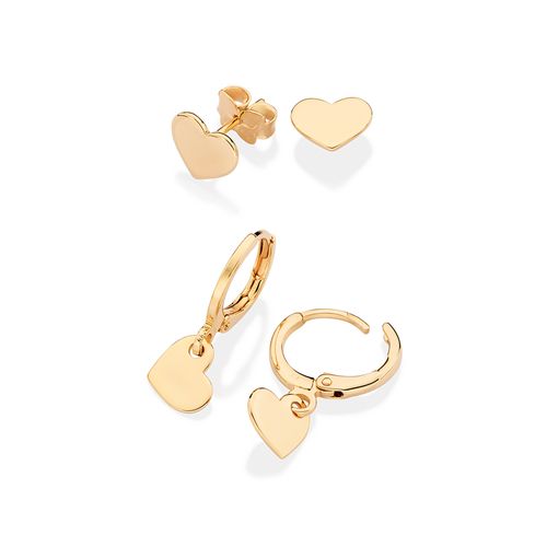 KIT BRINCO CORAÇÃO BANHADO A OURO 18K