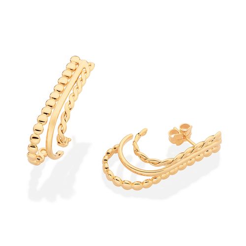 BRINCO MEIA ARGOLA BANHADO A OURO 18K