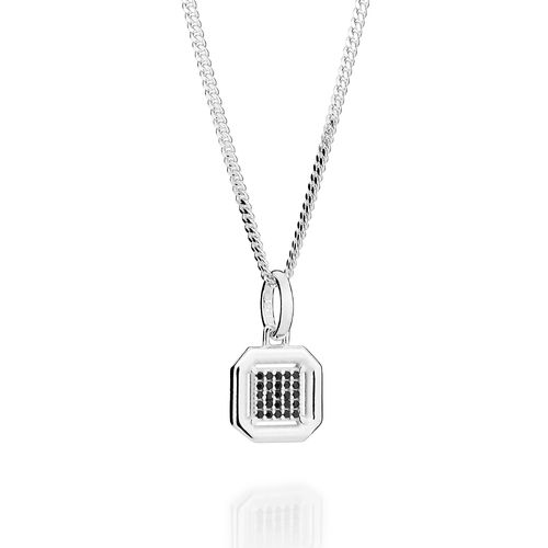 PINGENTE OCTAGONAL DE PRATA MACIÇA 925 COM ZIRCÔNIAS
