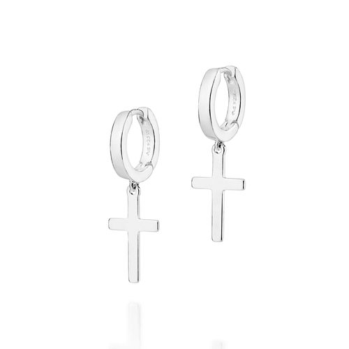 BRINCO ARGOLA COM CRUZ DE PRATA MACIÇA 925
