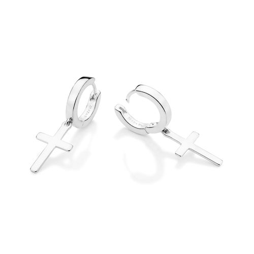 BRINCO ARGOLA COM CRUZ DE PRATA MACIÇA 925