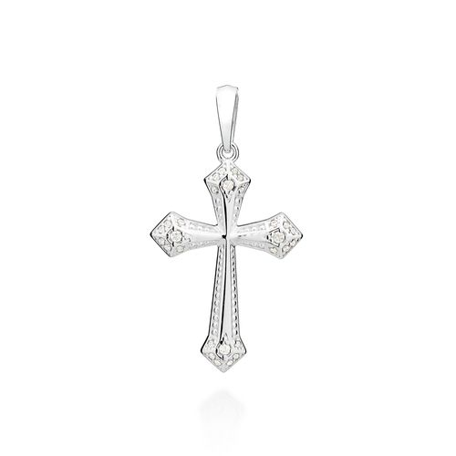 MAXI PINGENTE CRUZ DE PRATA MACIÇA 925 COM ZIRCÔNIAS