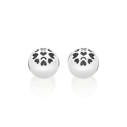 BRINCO BOLA COM CORAÇÕES DE PRATA 925